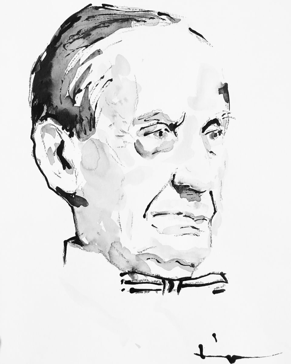 Expressive Animal Acrylic Painting By Dominique Deve, 12 X 16, Gropius 2, Original Artwork