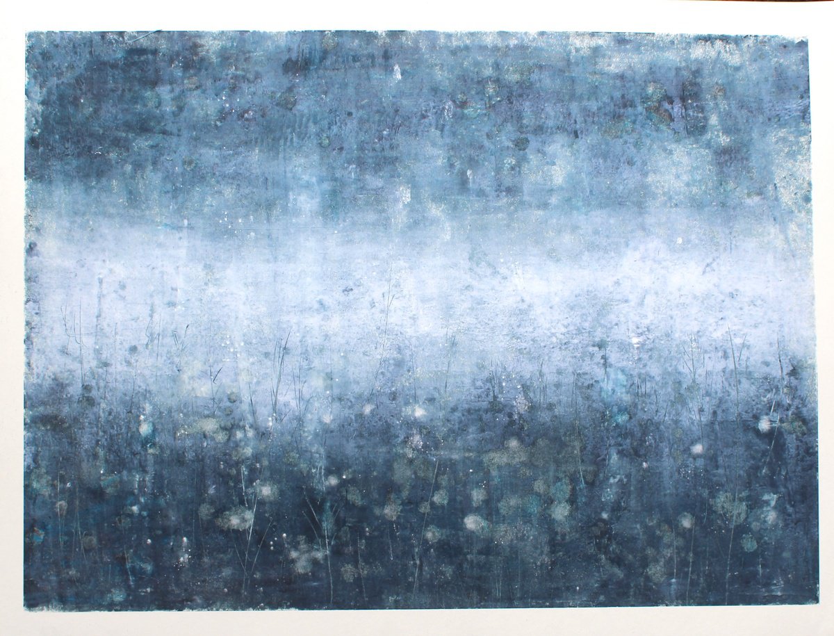 Abstract Oil Painting By Laura Spring, 21 X 16", Night Forest, Original Artwork