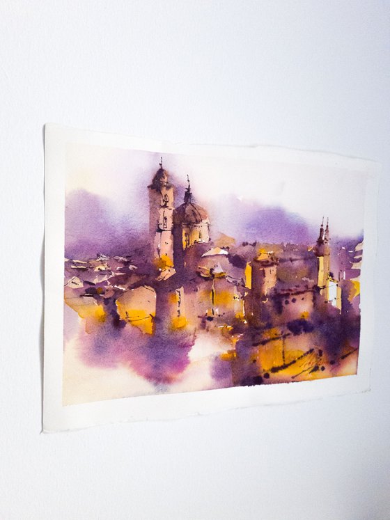 Urbino. Original watercolor painting