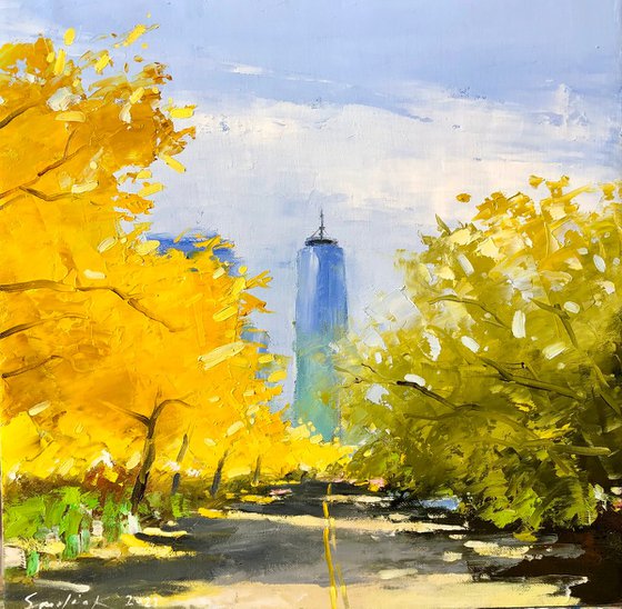 New York painting, fall in NY , gift art