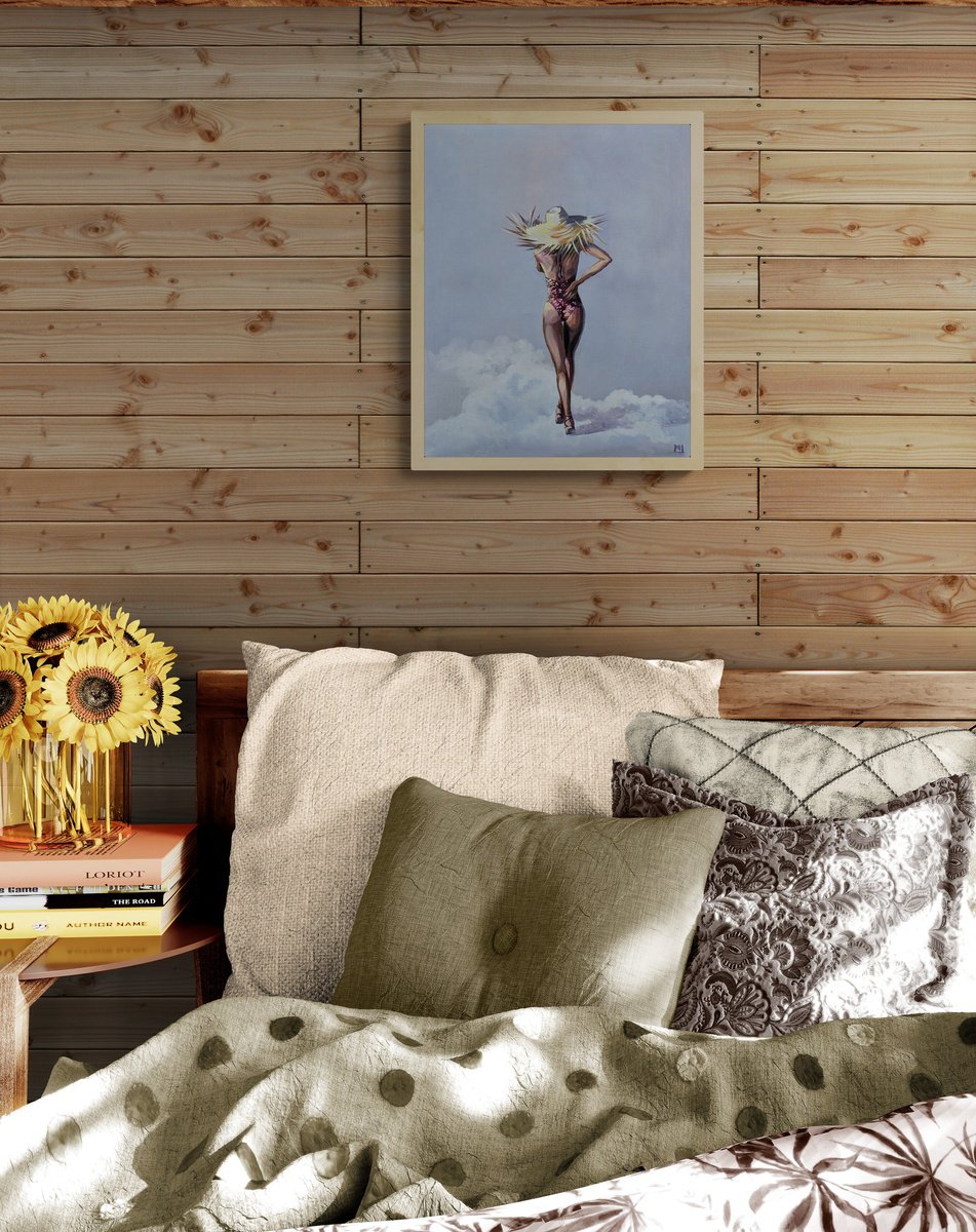 Impressionistic Portrait Acrylic Painting By Maria Kireev, 16 X 20", Outgoing Summer, Original Artwork