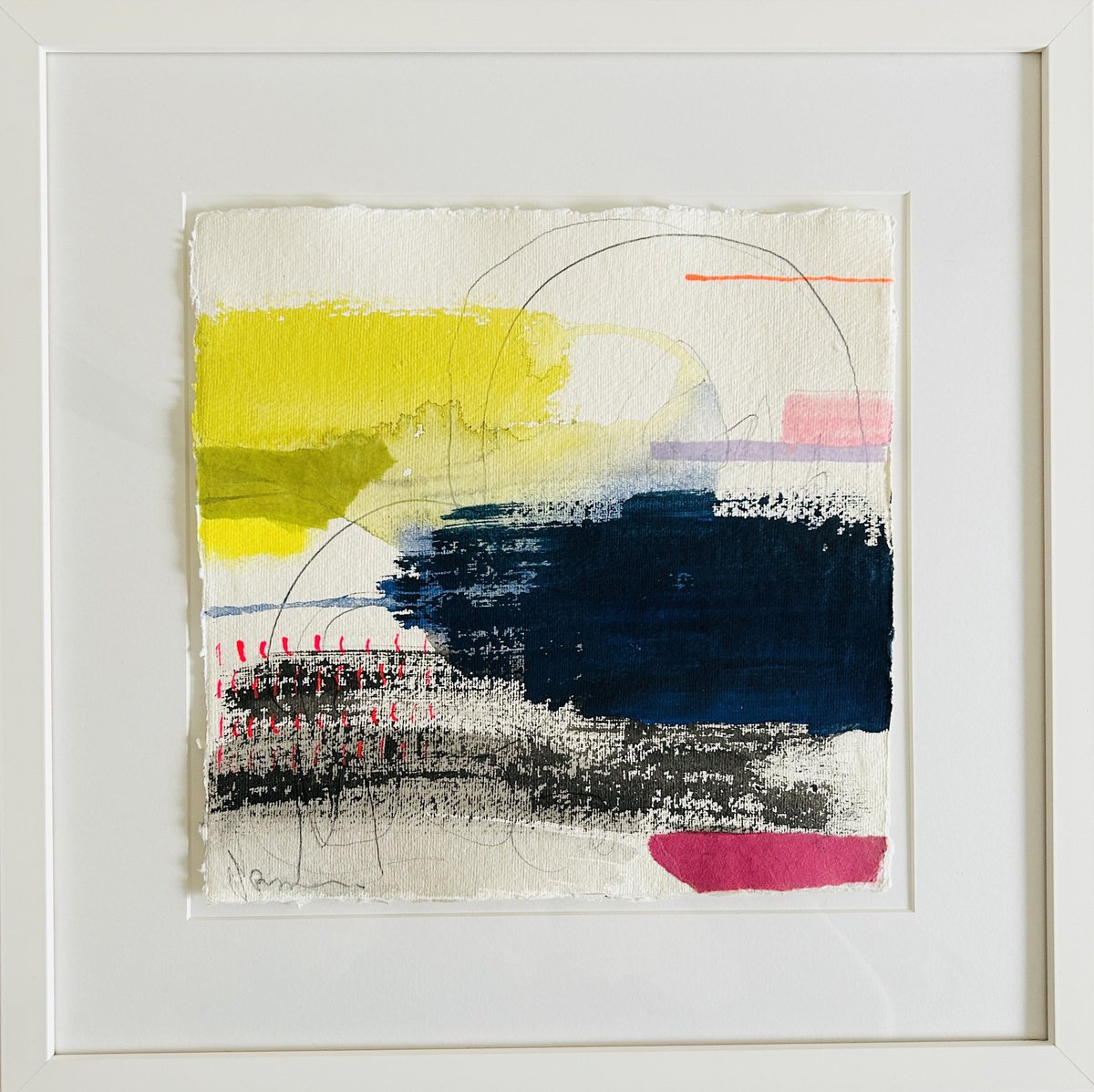 Abstract Ink Drawing By Ryoko Minamitani, 12 X 12", Conversation Series 69, Original Artwork