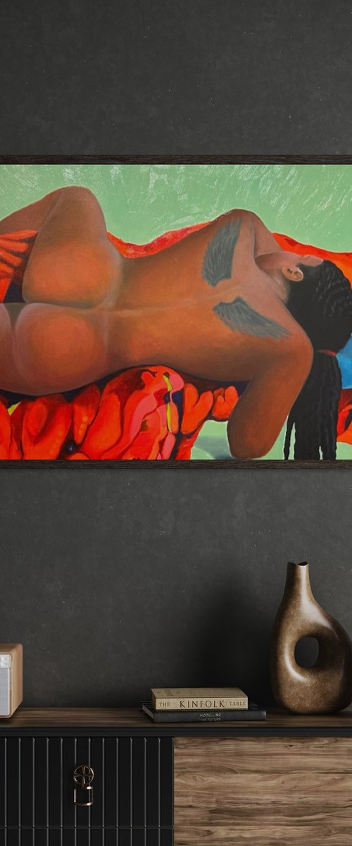 Original oil painting Female portrait Nude by Mariia Bashtova