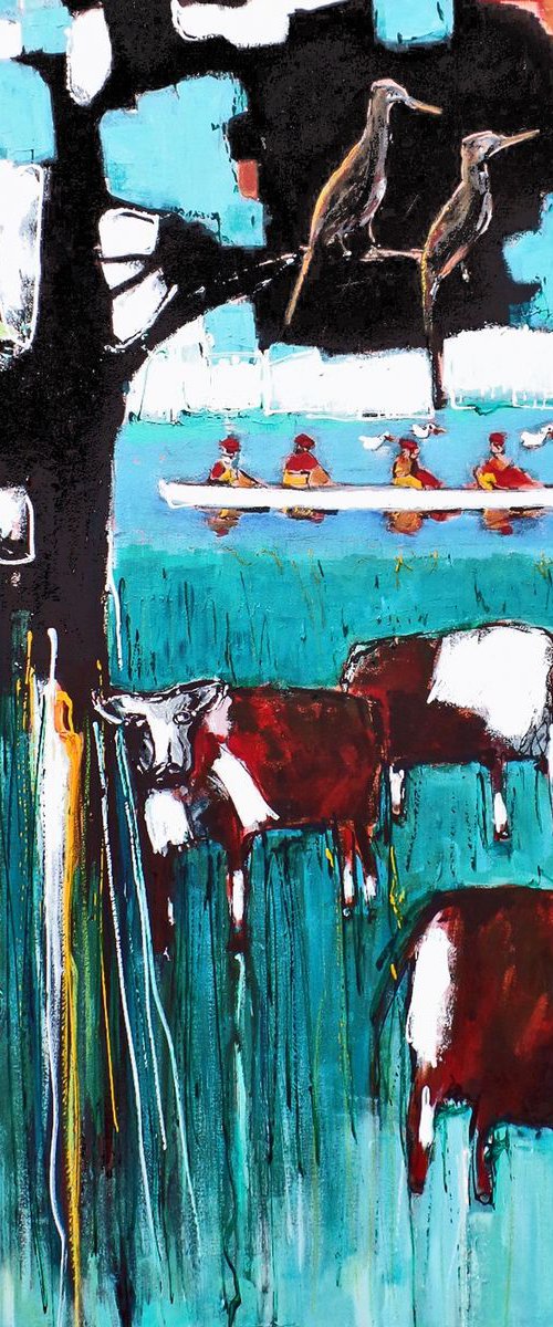 Dejeuner sur l'herbe avec des vaches by Irene Wilkes