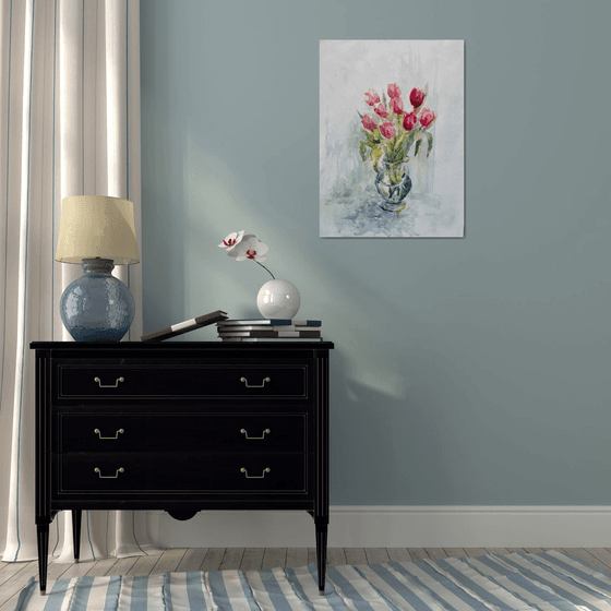 Tulips red 55x75 cm 2025