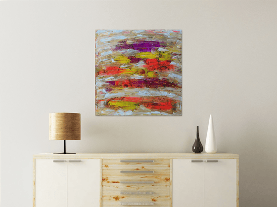 "Hot For Teacher" - FREE USA SHIPPING - Original PMS Abstract Acrylic Painting On Canvas - 30" x 30"
