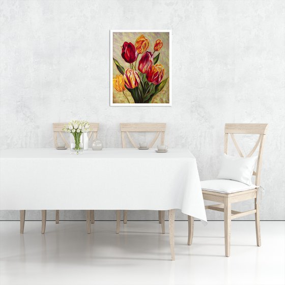 TULIPS by Vera Melnyk (Original Oil Painting Gift for nature lovers)