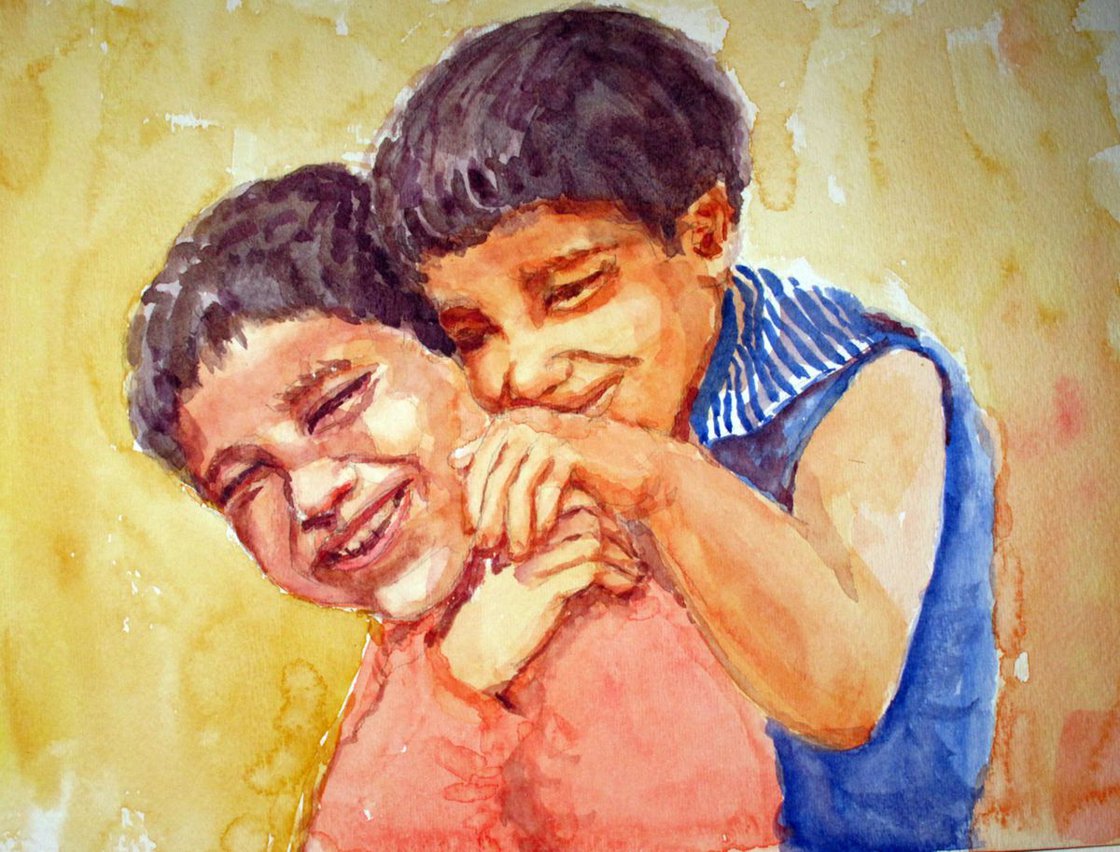 Friendship day - Childhood memories - watercolor painting of ...