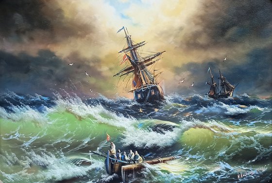 Restless sea -2 (60x90cm, oil painting)