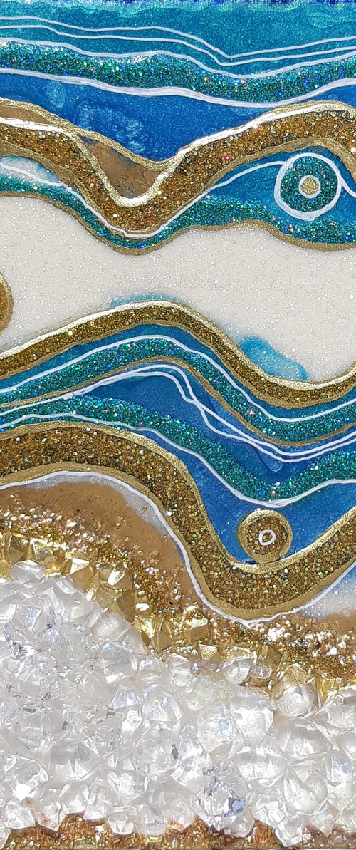 California. Geode. Marble Art. Geode wall art, Gold, White, Turquoise, Blue, geode wall art Resin painting. by Alexandra Dobreikin
