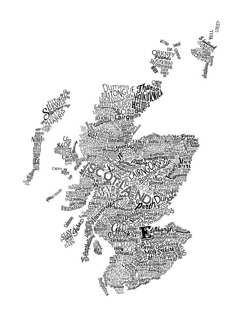 Scotland Type Map (White) by Dex
