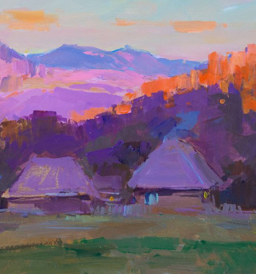 Evening in a mountain village by Aleksandr  Kryushyn