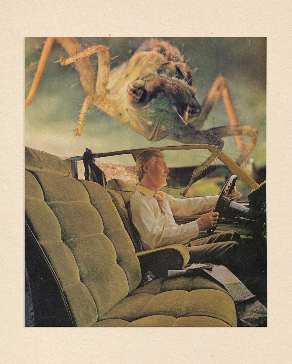 Surrealistic Portrait Collage By Jon Garbet, 7 X 8, High Driver, Original Artwork