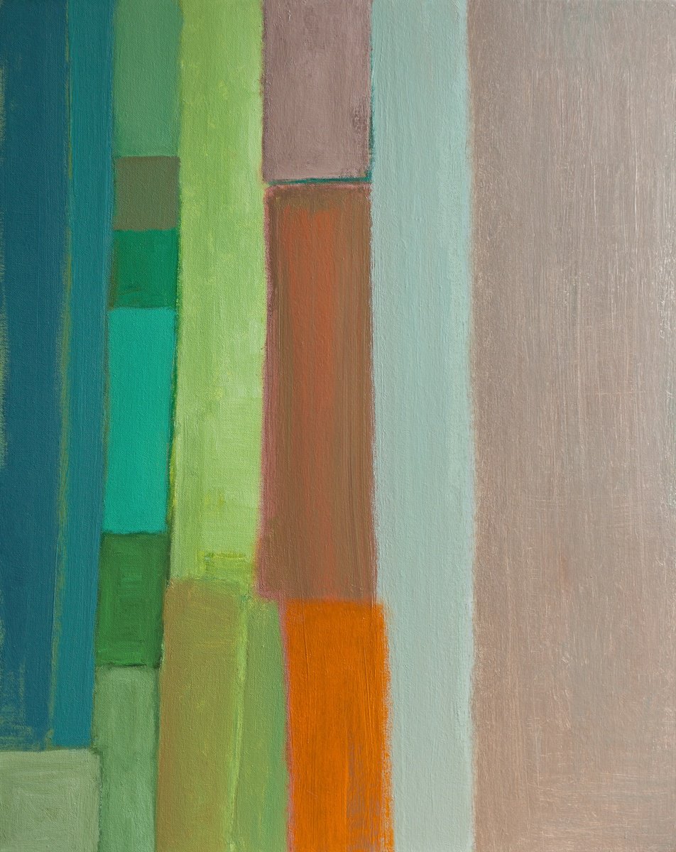 Abstract Landscape Oil Painting By Thomas Hjelm, 25 X 31", Wheat Field, Original Artwork