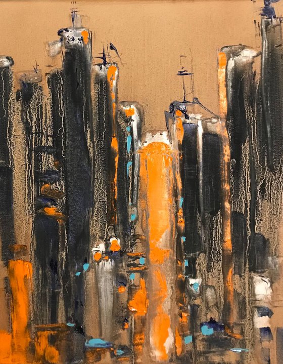 Abstract painting 260820191 Sunset in the city