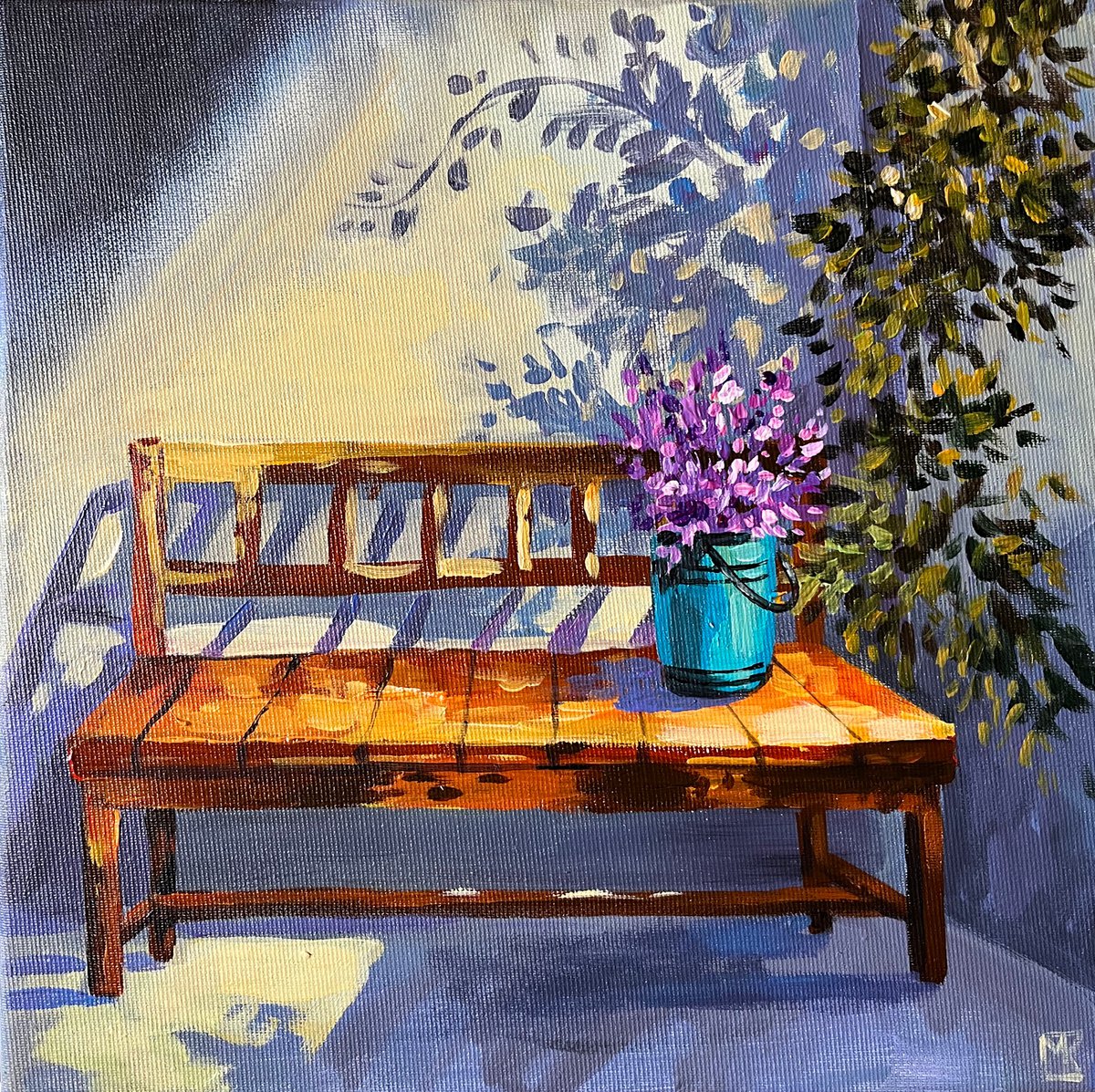Cute Little Bench By Maria Kireev, 12 X 12, Artwork For Sale On Artfinder