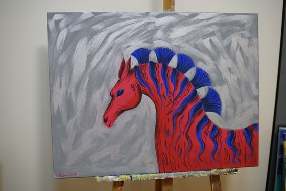 Red zebra-horse