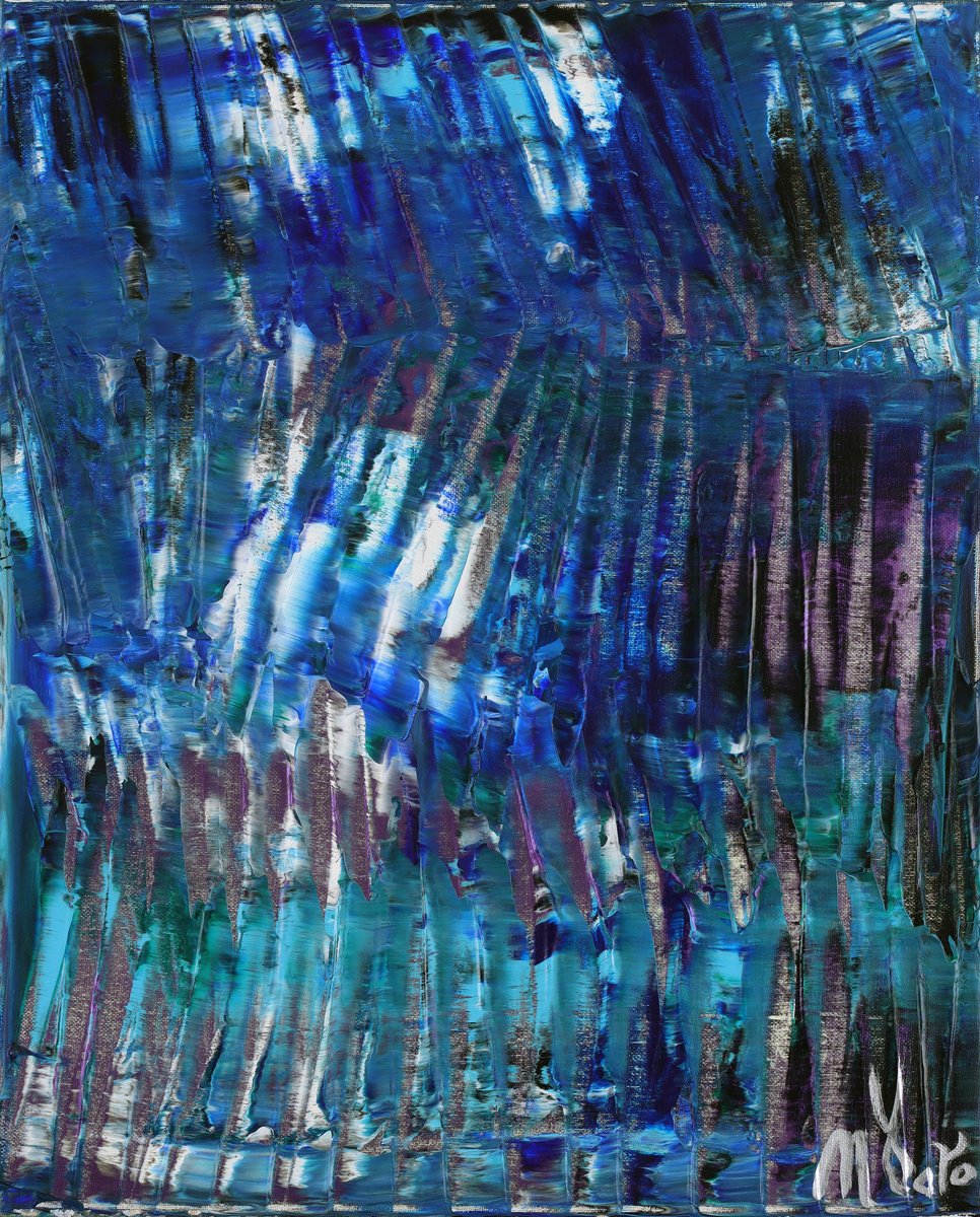 Abstract Acrylic Painting By Nestor Toro, 16 X 20", Water Particles, Original Artwork