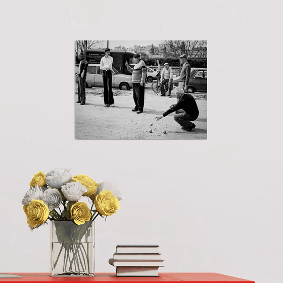 Precision throw - Jeu de boules along the Seine - Paris  1973