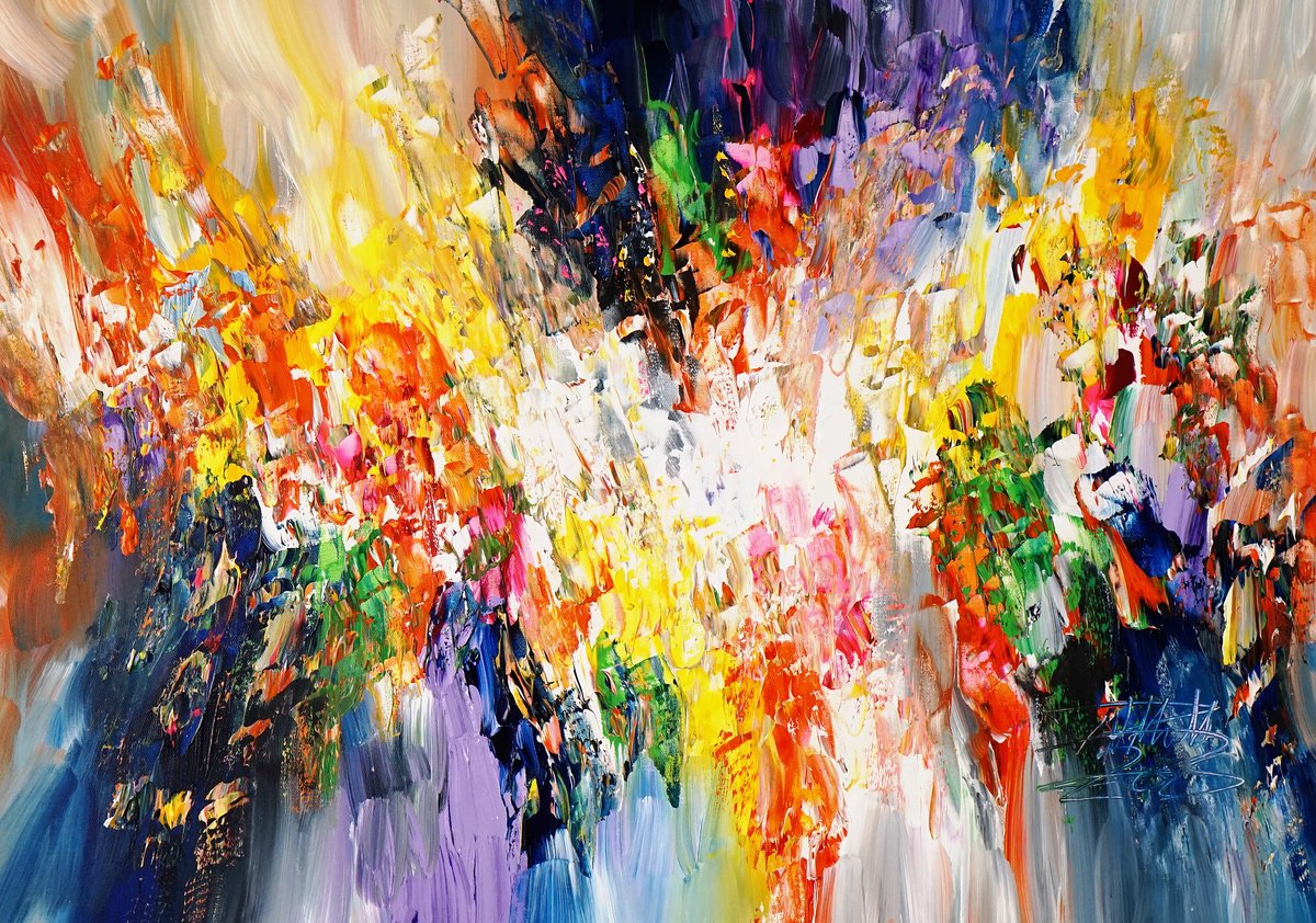 Abstract Acrylic Painting By Peter Nottrott, 39 X 28", Gate To Heaven A 2, Original Artwork