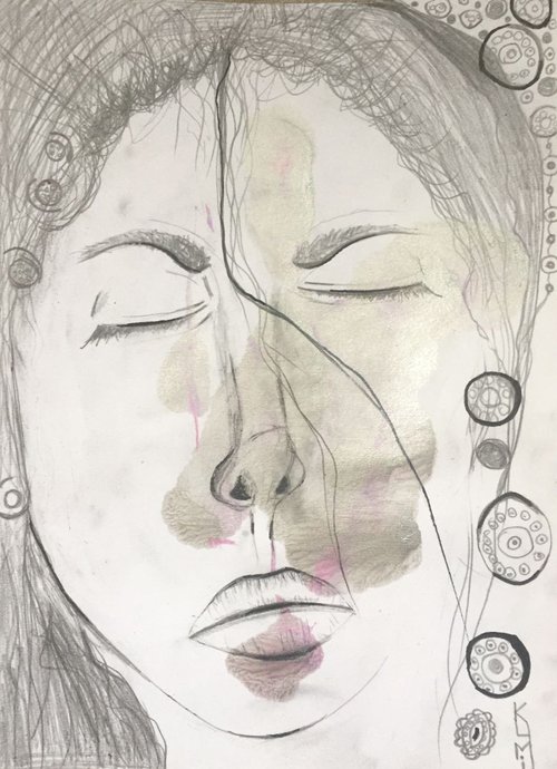 Believe - Pencil and Ink Drawing Woman Painting Wall Art For Sale Portrait Painting Fine Art Art For Sale Gift Ideas A4 Size Black and White by Kumi Muttu