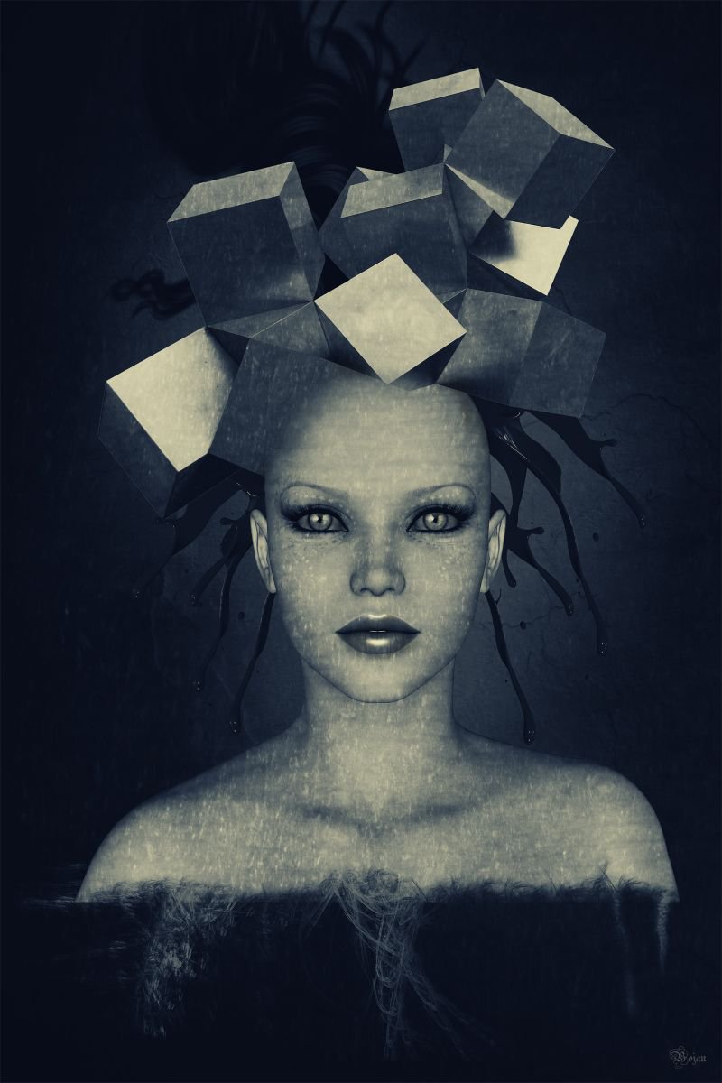 Illustrative Portrait Photograph By Bojan Jevtic, 30 X 45, Too Many Ideas, Original Artwork