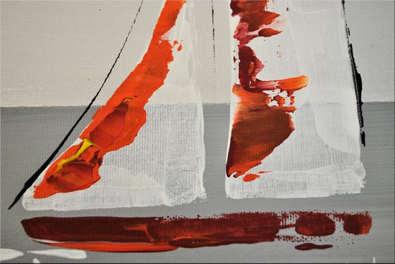 White Sails- Abstract- Colourfull Sailboat Painting- Large Acrylic Art Canvas Wart Art Ready to hang