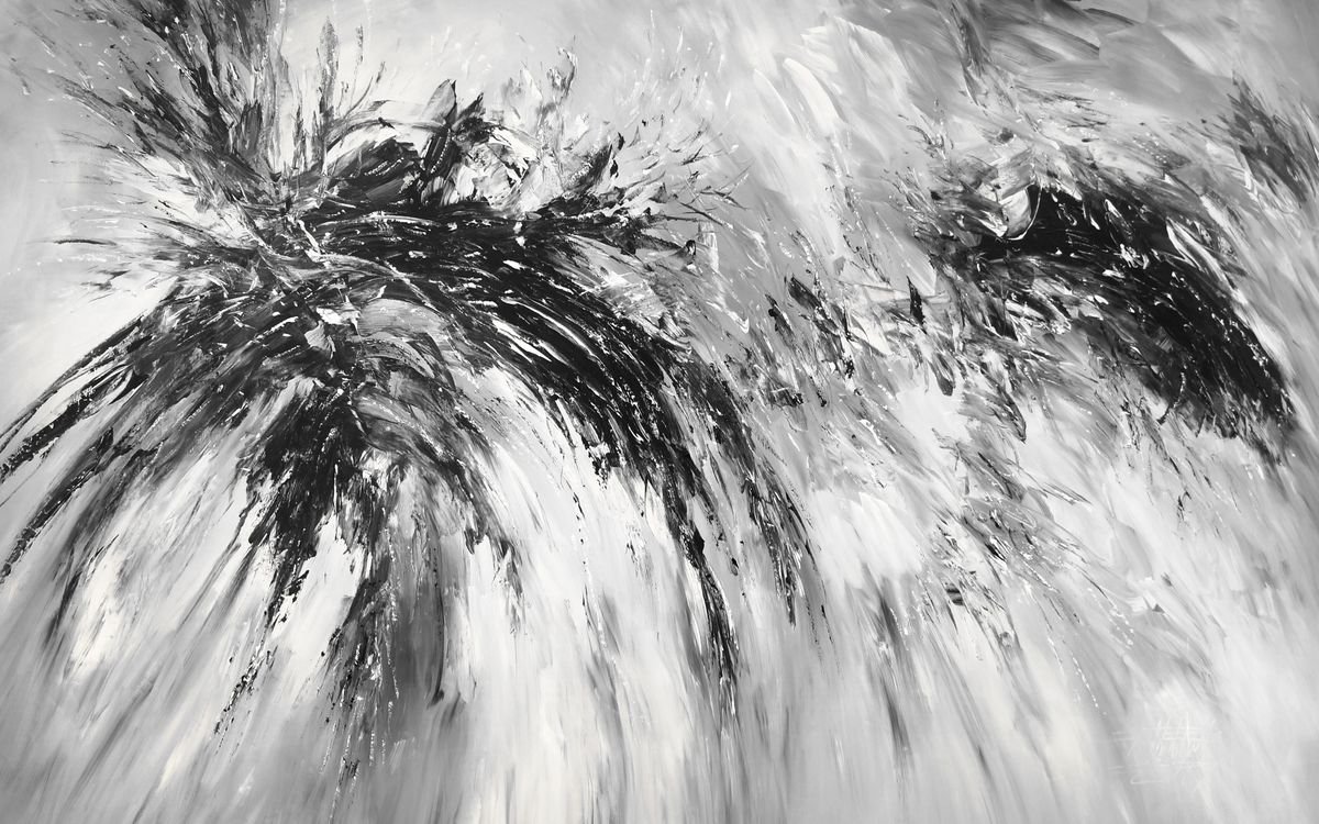 Black And White Abstraction F 1 by Peter Nottrott