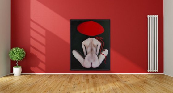 Orchid (nude model in red hat)