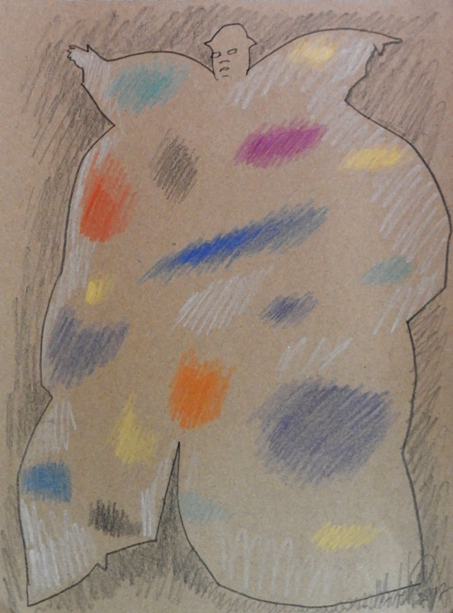 Illustrative Portrait Pencil Drawing By Paolo Beneforti, 8 X 12", Color Man, Original Artwork