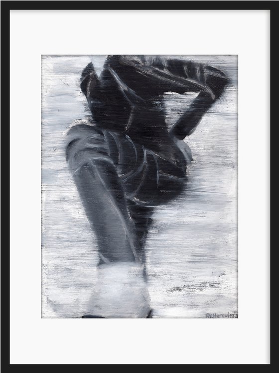 fashion pose | Black and white oil painting on paper | fashion muse model woman lady