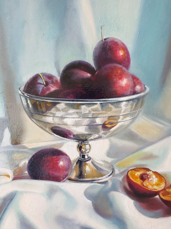 "There will be a plum cake."  still life summer liGHt original painting  GIFT (2020)