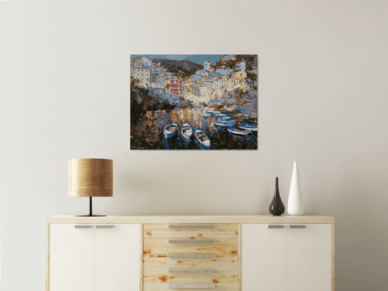 Riomaggiore, Cinque terre - Italian Landscape painting