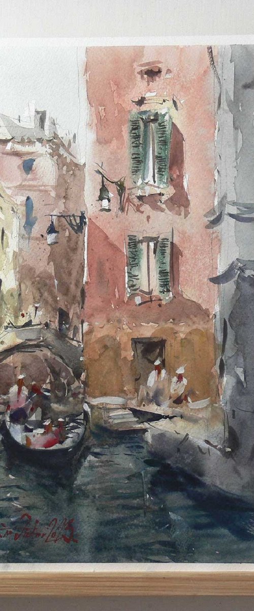 Venice, original watercolor on paper. by Marin Victor