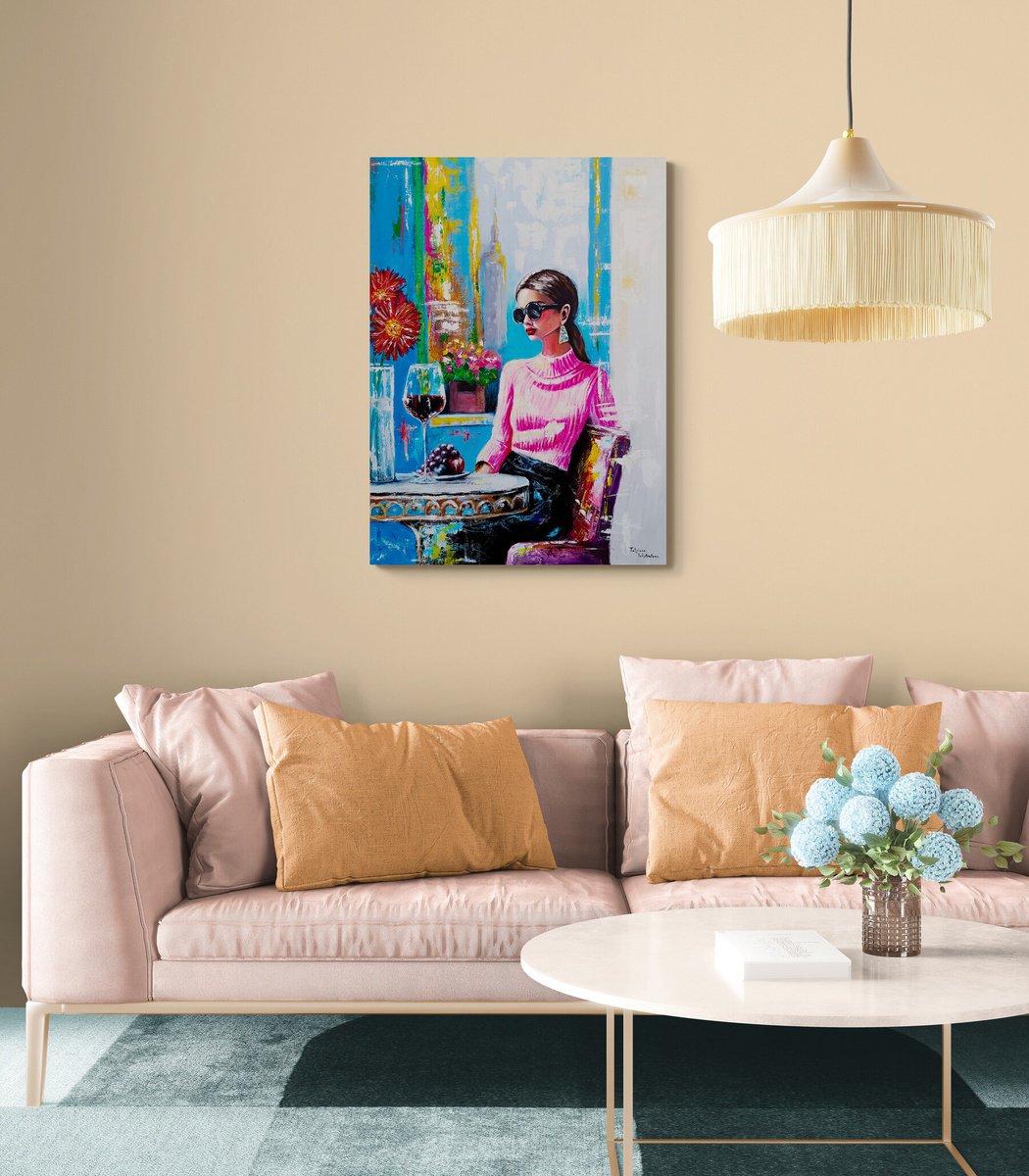 Urban And Pop Acrylic Painting , Where The City Falls Quiet By Tatsiana Yelistratava, 28 X 39, Artwork For Sale On Artfinder