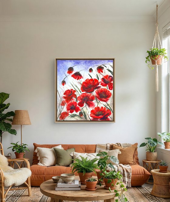 Big Size Red Wild Poppies
