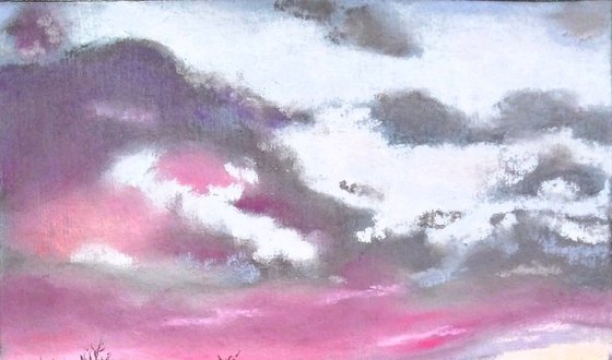 A pink sunset over the fjord