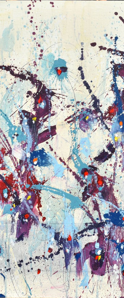 Fleur de Promesse (Flower of Promise) - 16 x 20 IN / 41 x 51 CM - Abstract Floral Oil Painting on Panel by Cynthia Ligeros