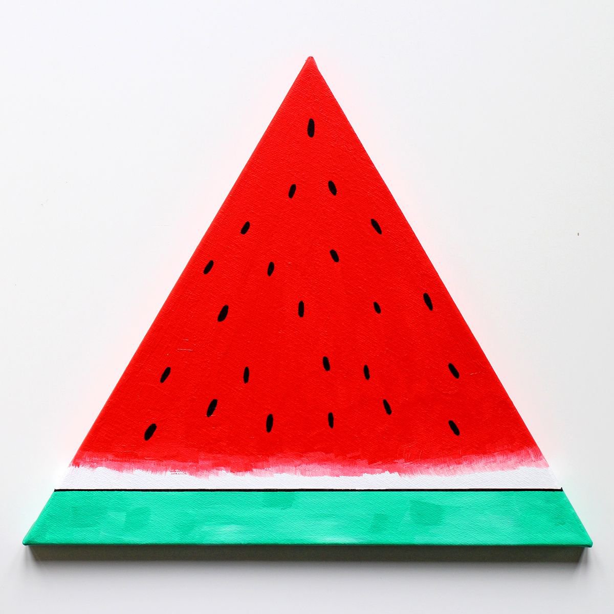 Watermelon Segment Pop Art Acrylic Painting On TRIANGLE Canvas by Ian Viggars