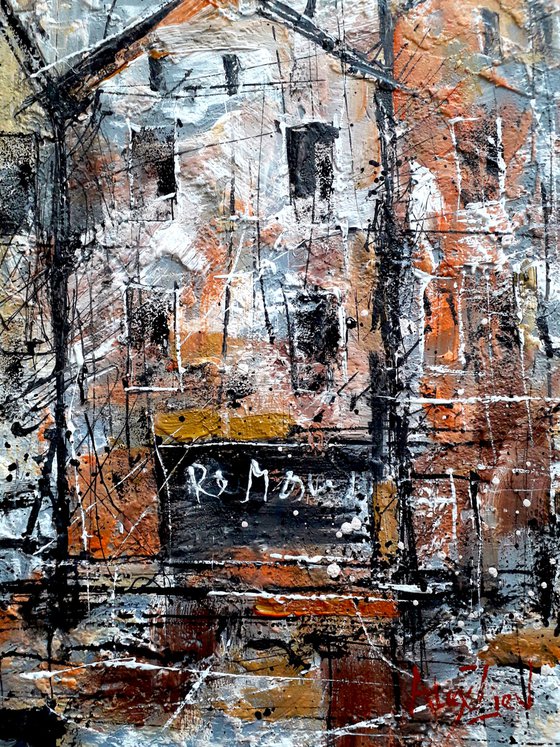 Abstract painting. City landscape