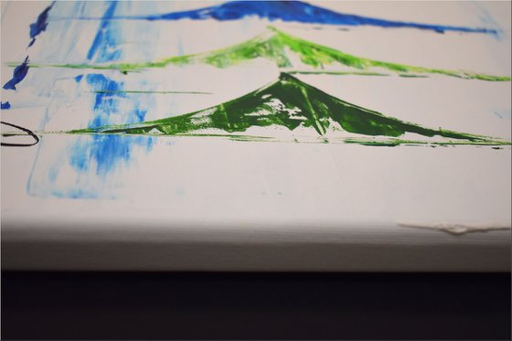Colored Sails- Abstract- Colourfull Sailboat Painting- Large Acrylic Art Canvas Wart Art Ready to hang