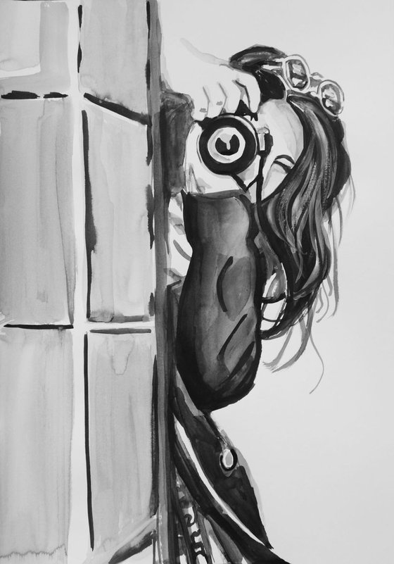 Girl with camera  #11 MXM / 42 X 29.7 cm