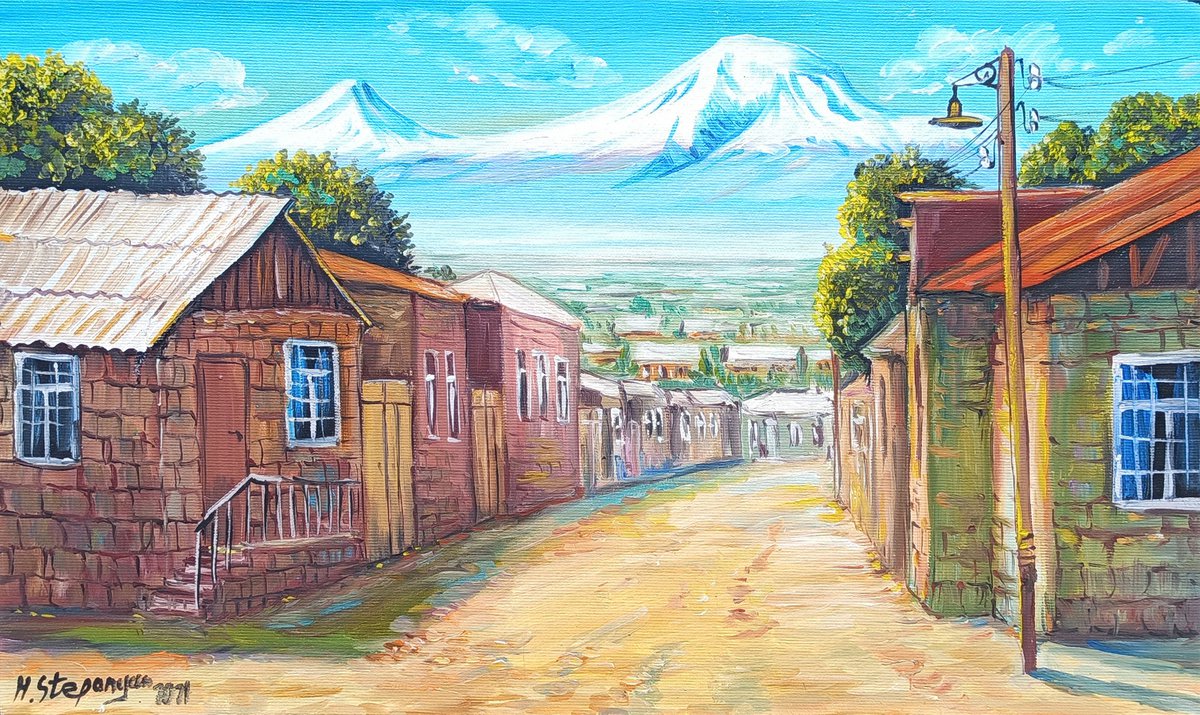 Armenian village (30x50cm, oil painting, ready to hang) by Harutyun Stepanyan