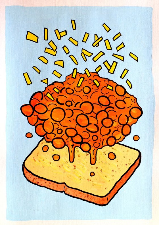 Beans on Toast Deconstructed - Pop Art Painting On A4 Paper