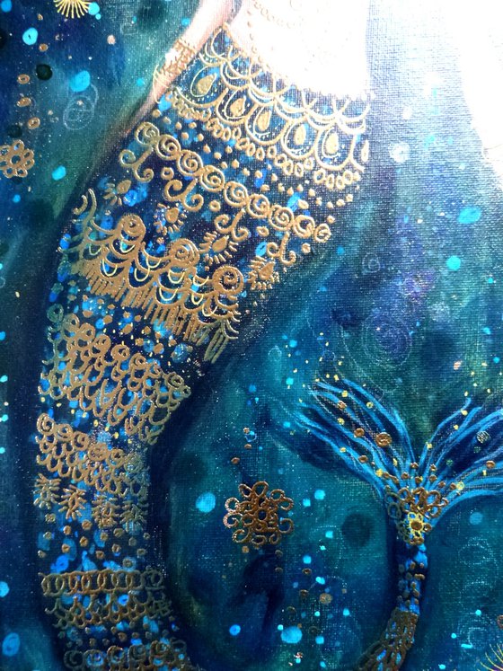 Special commission reserved. Blue odyssey. 30 X 60 cm