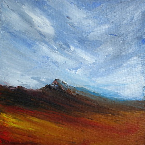 Cnoc dearg, a Scottish mountain moorland autumn coloured painting