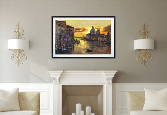 Golden Venice - Very large framed painting