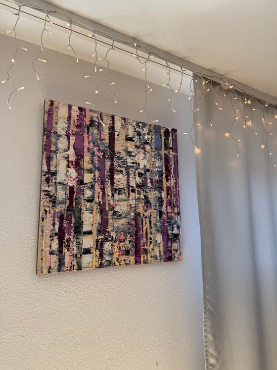 Purple forest in the fog