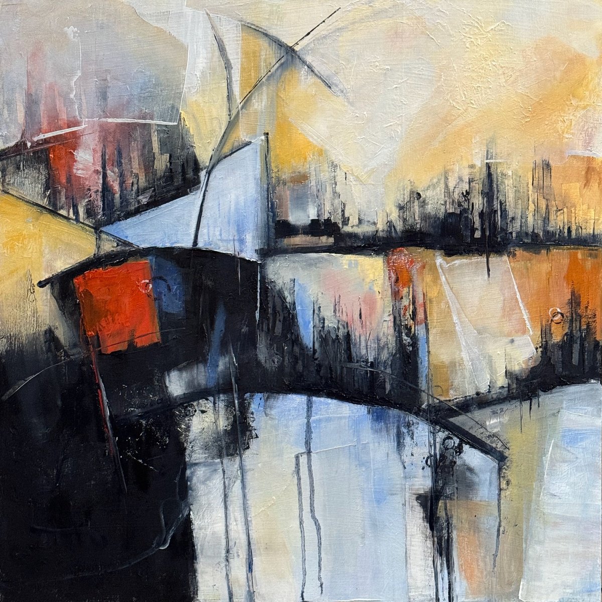 Organic Abstract Oil Painting By Lola Jovan, 18 X 18", The Conversation We Never Had, Original Artwork