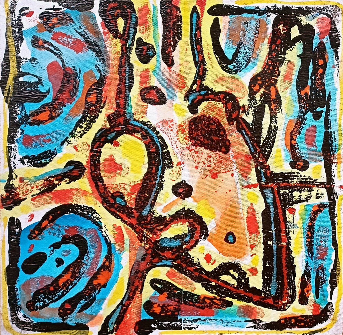 Abstract Acrylic Painting By Stanislav Bojankov, 16 X 16", Heart-Xi, Original Artwork